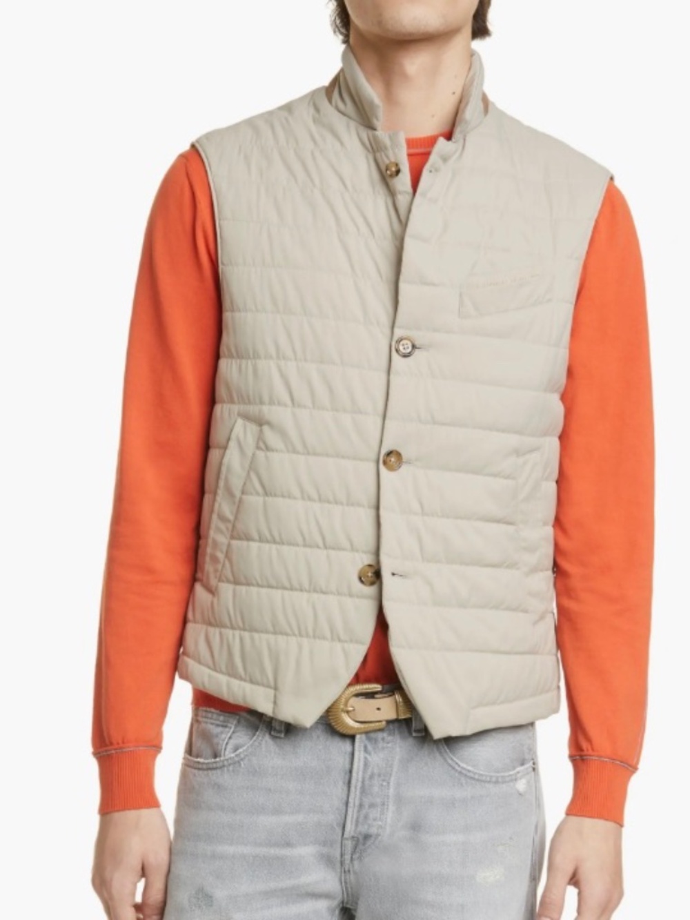 ELEVENTY Packable Quilted Vest in Putty - M